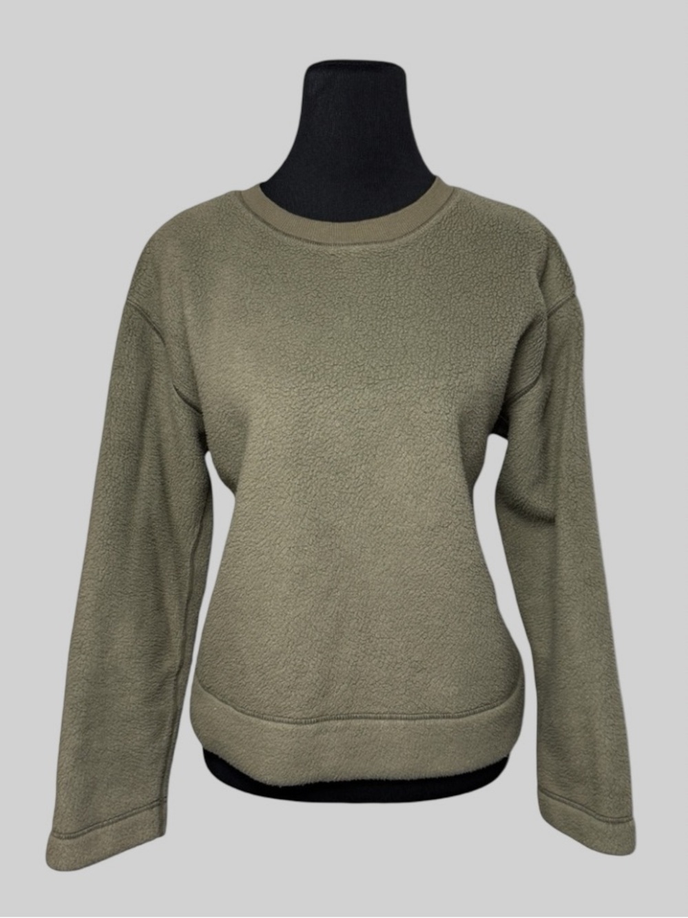 Everlane Fleece Sweatshirt Top Long Sleeve Crewneck SZ L Tan Brown Gorpcore Fall